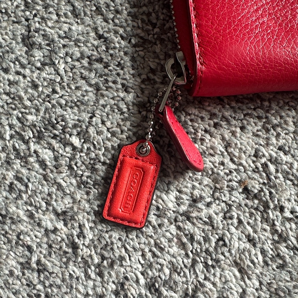 Coach Red Leather Zip Wallet - Picture 4 of 5